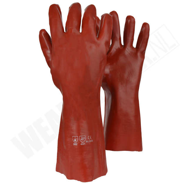 Werkhandschoen PVC rood 35cm W2-10372